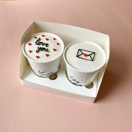 Pastel en un vaso cake to go Mensaje de amor 2 piezas