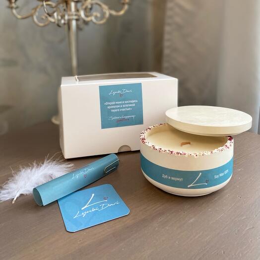 Аромасвеча в гипсовом подсвечнике «Блаженство» 180мл