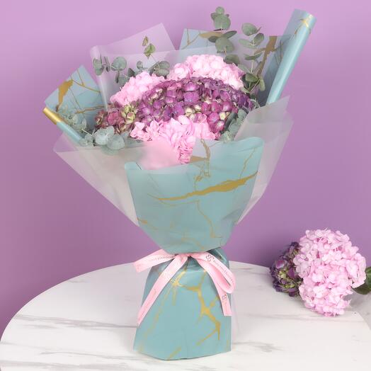 5 Pink and Purple Hydrangea Bouquet