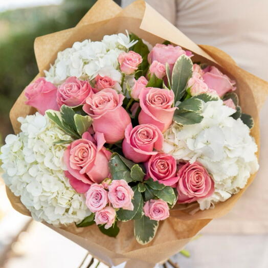 Pink Roses and Hortensias