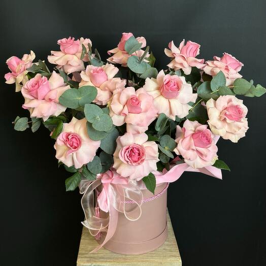 Roses with eucalyptus