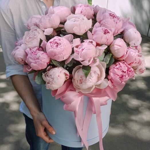 Flowers in a box peonies