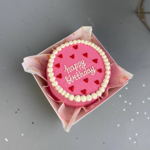 Вкусный Бенто торт розовый на день рождения