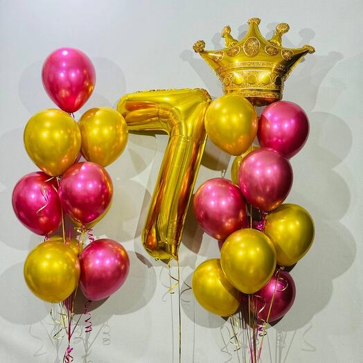 Crown balloons for a 7-year-old girl's birthday, 22 pieces