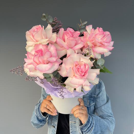 Flowers in a box Rose French bouquet