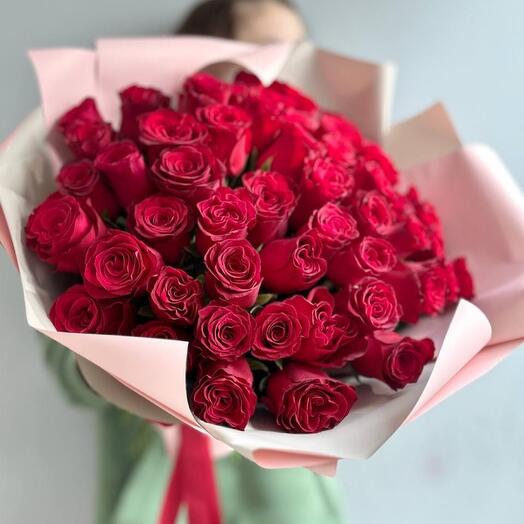 -20%АКЦИЯ🌹Классика /55 кенийские розы/ оформление/Цветы в Уфе