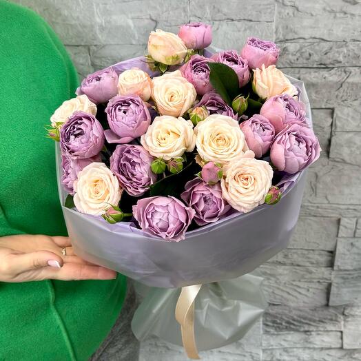 Микс из нежных пионовидных роз💞