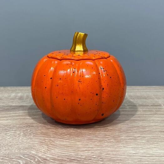 Подсвечник Тыковка гипс оранжевый h=9 см