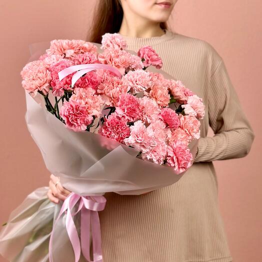 Розовый букет из 29 гвоздик 0350М-029