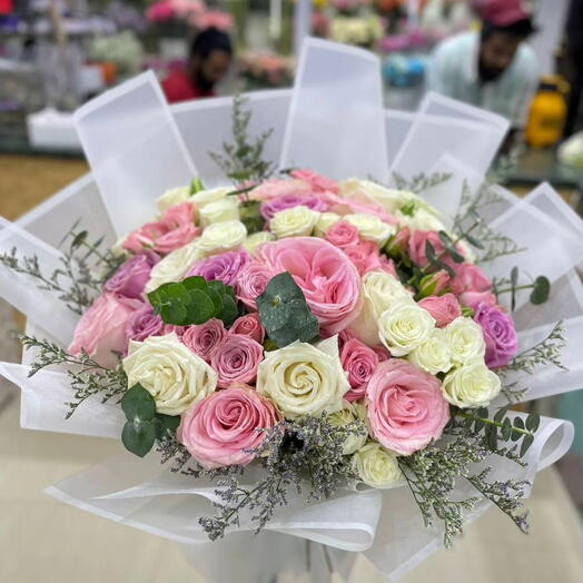 Pink and White Bouquet - Elegant Floral Harmony