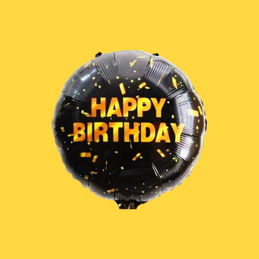 Шар гелий Happy Birthday золотое конфетти. helium ballon foil HAPPY BIRTHDAY