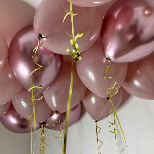 Globos de polvo rosa, cromo rosa 15 piezas, helio en el techo