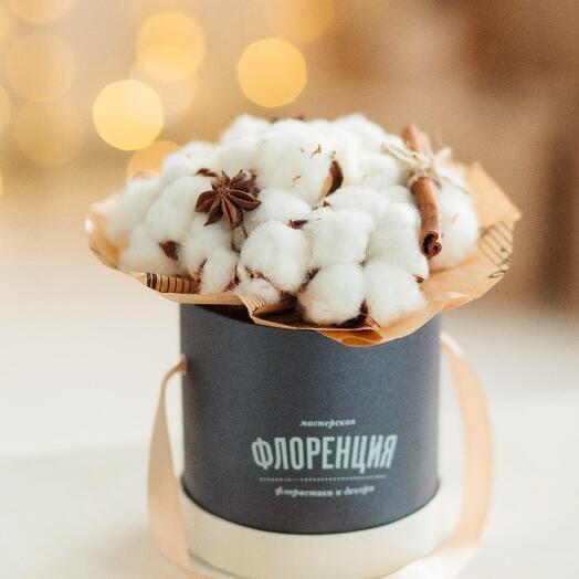 Букет с хлопком в коробке