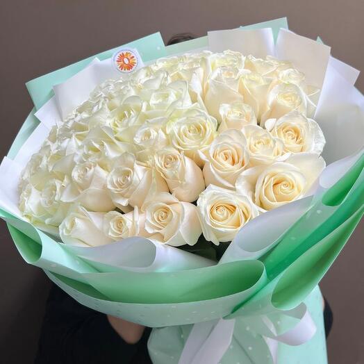 Букет из 51 белой голландской розы