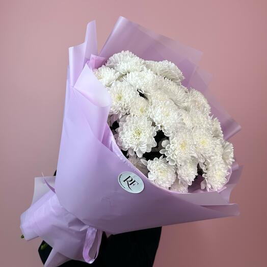 Моно букет из 9 кустовых хризантем