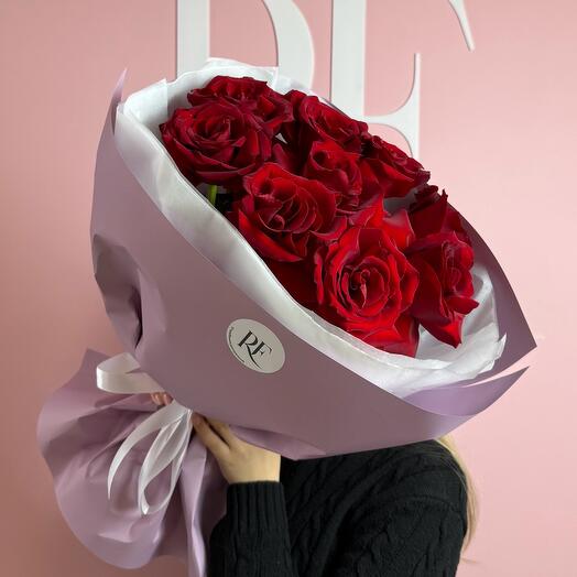 Моно букет из красных французских роз