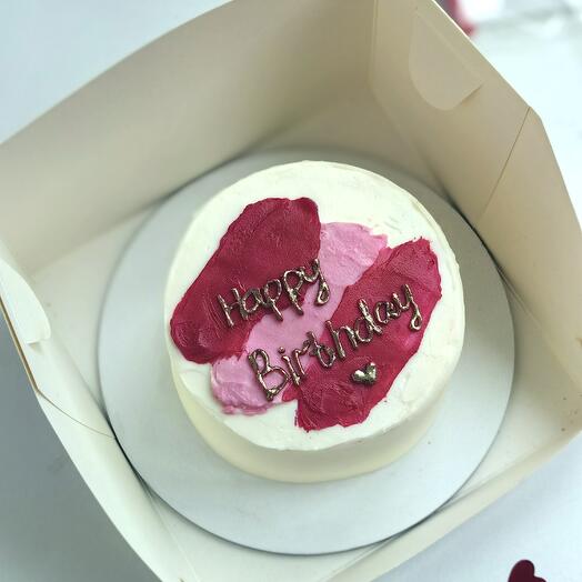 Бенто торт happy birthday для девушки в подарок, бенто торт с мазками на день рождения