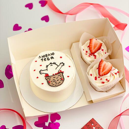 Pastel de Bento y 2 cupcakes lindo regalo para su amada