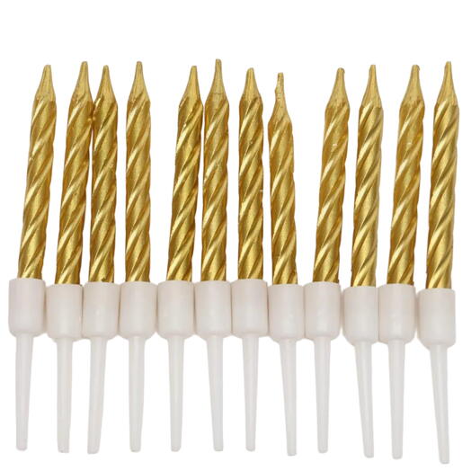 Свічки для торта 12 штук золото спіраль. Cake candles gold 12 pcs spiral
