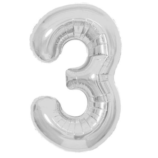 Шар фольгированный Цифра "3" серебро