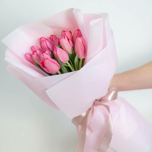 Bouquet of 15 Pink Tulips