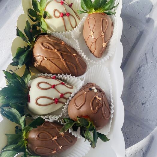 Fresa en chocolate conjunto de 6 piezas