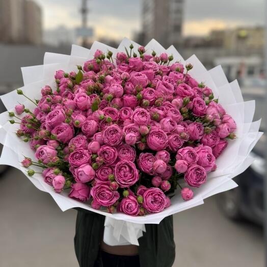Букет из 51 пионовидной кустовой розы, Мисти баблс
