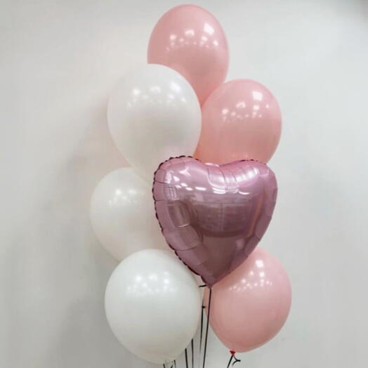 Набор воздушных Шаров гелий 10шт розовый сердце. Set of helium balloons 10pcs pink heart