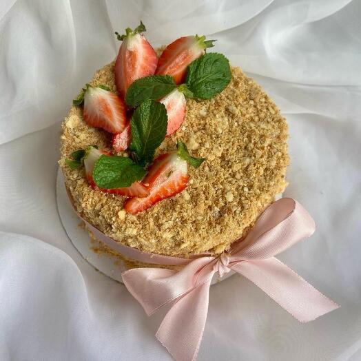 ⚡️Бенто Наполеон торт с клубникой и бантом для любимой/любимого, родителей, подруги