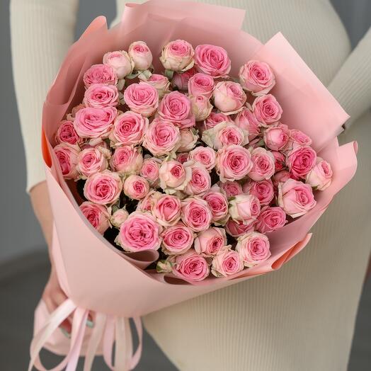 Кустовые розы Кейт в пленке (21шт)