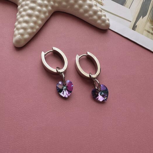 Серьги с подвесками сердечки Swarovski