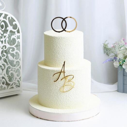 Свадебный торт 2 яруса с кольцами