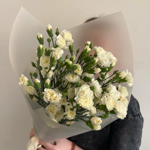 19 белых кустовых гвоздик
