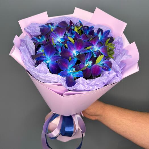 Букет космических орхидей в лавандовой упаковке🚀