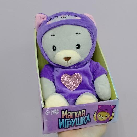 Мишка в коробке фиолетовый