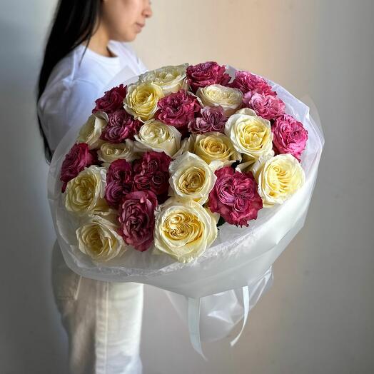 Букет "25 пионовидных роз микс"