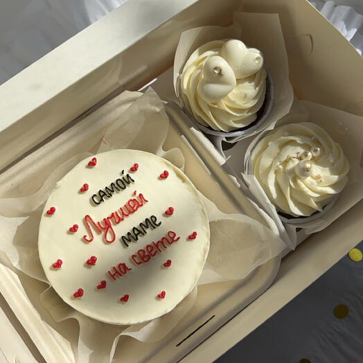 Набор бенто и ассорти капкейков для любимой мамы/ подарок на день матери🥰