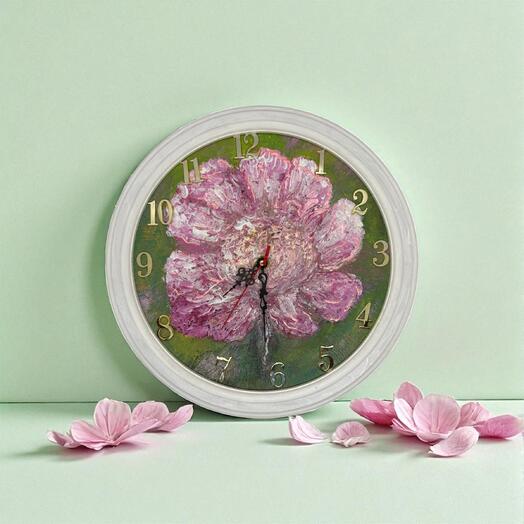Часы настенные, картина «Пион», подарок на 8 марта