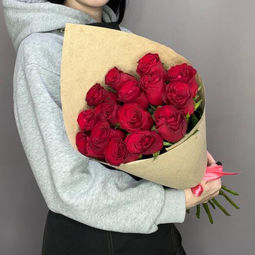 Роза бордовая «фридом» 15 штук