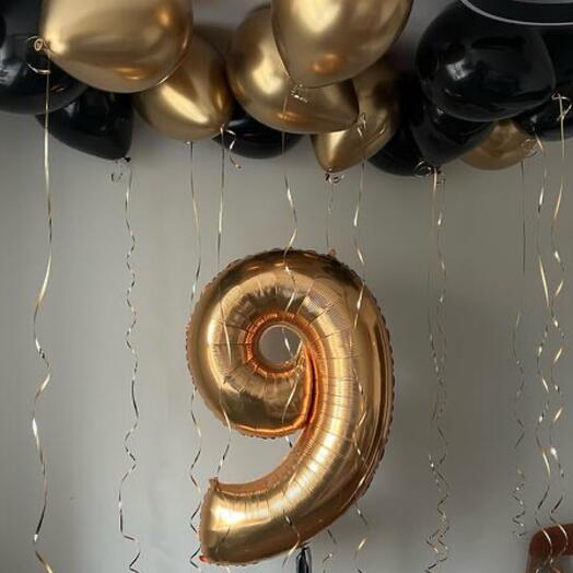 Цифра + 15 шаров под потолок | шары для мужчины