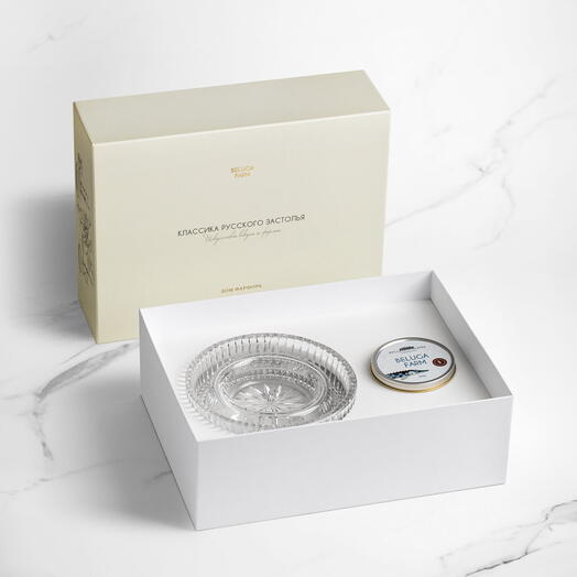 Подарочный набор с икорницей и чёрной икрой Beluga Farm х Дом Фарфора