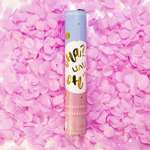 Пневмохлопушка (12/30 см), Гендер Пати, Круги фольга и тишью, Розовый/Золото, Металлик