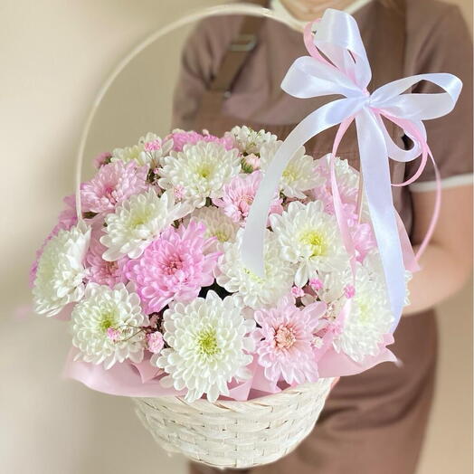 Облачко хризантемы в корзинке🌸 к дню. 8 марта