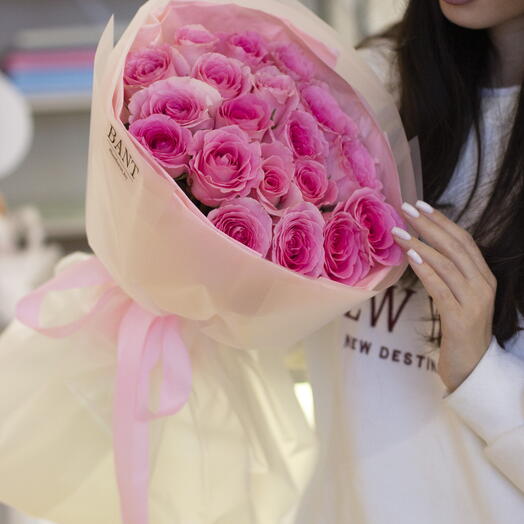 21 розовая Роза 50см