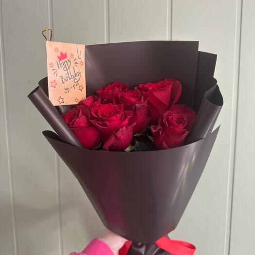 Роза красная 50 см 7 шт