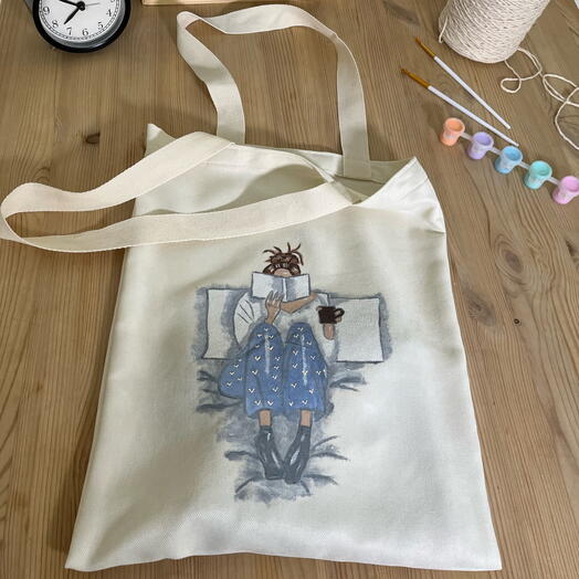 "Читающая мечта" ручной шоппер из канваса