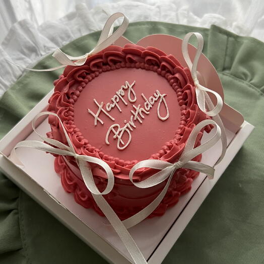 Бенто торт с рюшами и бантиками happy birthday премиум