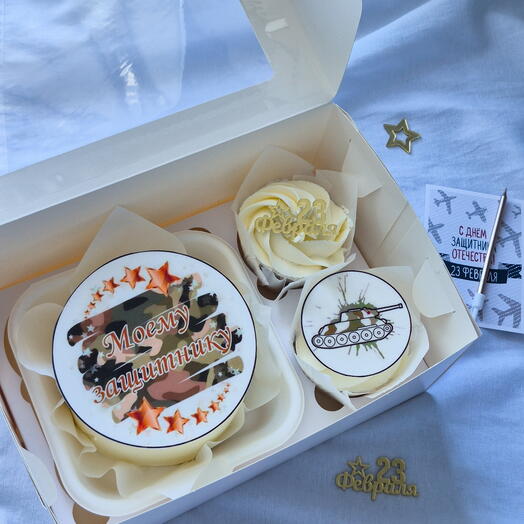 Набор к 23 февраля "бенто + 2 капкейка" Моему защитнику