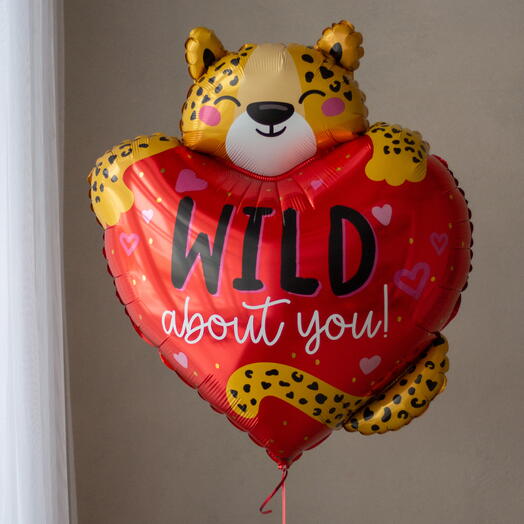 Шар из фольги «Влюблённый леопард» без грузика | 29" (74 см)