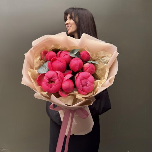 Шикарные пионы Coral sharm с ароматом 9 шт ( не горошки!)